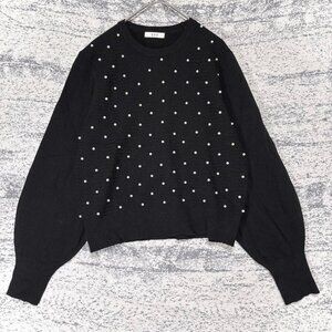 Avivi Knit Sweater with Pearl Beads Black